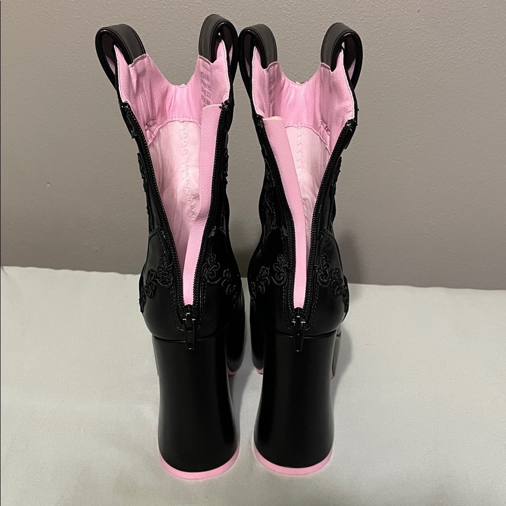 Dolls Kill Sugar Thrillz Follow The Sunset Black Platform Cowboy Boots Size 5M - Picture 6 of 9